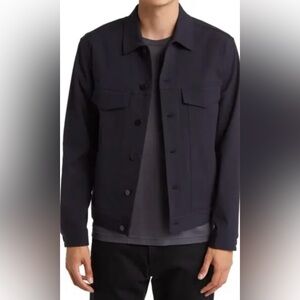 Theory Lexury River Cotton Blend Twill Trucker Jacket with excellent